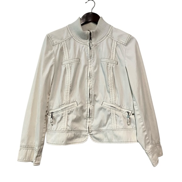 LOFT Ann Taylor Women's Cream Bomber Jacket Size 8 - Picture 2 of 16
